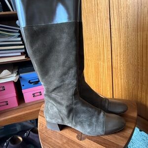 Reformation Black and Dark Brown Over the Knee Boots